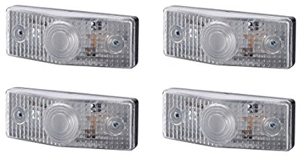 BUL BARS 4 x Weiß Begrenzungsleuchte Seitenleuchte 12V 24V mit E-Prüfzeichen Positionsleuchte Seite Auto LKW PKW KFZ Lampe Leuchte Licht Set Paar Front Birne