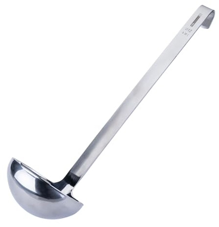 FMprofessional XL-Schöpflöffel 46 cm – Suppenlöffel aus Edelstahl, langlebige & elegante Suppenkelle zum Portionieren von Suppen und Soßen, spülmaschinengeeignet | Zum Schöpfen und Portionieren von Suppen & Soßen, praktische Aufhängeöse, Spülmaschinengeeignet, Rostfrei