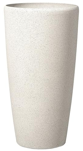 Beliani Grand Vase Cache-Pot Blanc Rond 39 x 39 x 75 cm en Pierre et Polyrésine, Pot de Fleurs au Design Moderne, Idéal pour Extérieur et Intérieur