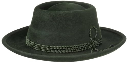 LODENHUT MANUFAKTUR Mießbacher Haarfilzhut Herren Hut Kordel Uni Made in Germany Sommer Winter Oliv 57 cm