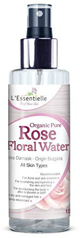 Rose Water 100% Pure & Natural Organic Alcohol Free Vegan, Face Skin Toner 150ml