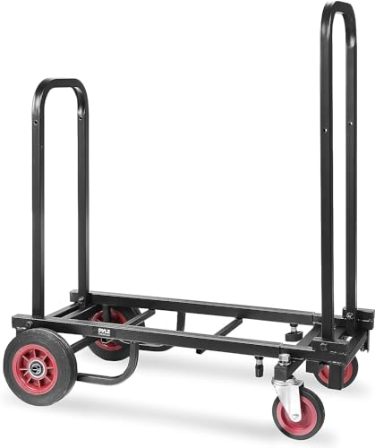 Pyle Transportwagen, Transportkarre klappbar, Lenkbarer- Plattformwagen, Paketwagen- bis zu 90kg, Handwagen, R-Trac-Rädern & Bremsen, Rutschfest, Rollwagen Transporthilfe, Ideal für Lager & Lieferung