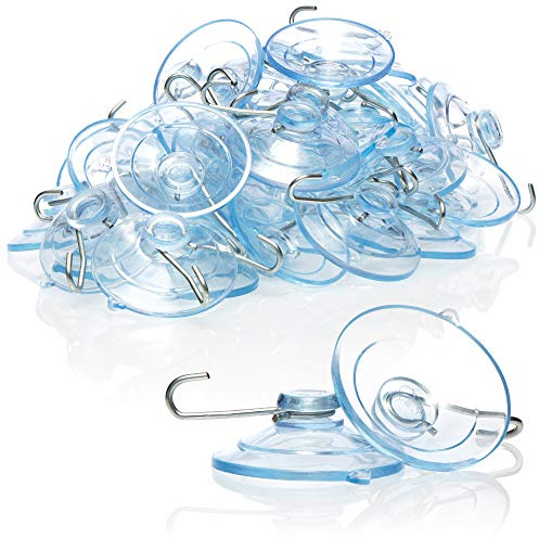 com-four® 40x Saugnapf, Universal Saugnapfhalter mit Metallhaken | Saugnäpfe zum Aufhängen von Lichterketten - Handtüchern - Dekorationen
