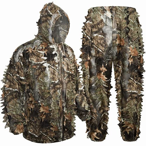 LOOGU Ghillie Costume camouflage léger 3D pour adulte, idéal pour l'airsoft, la chasse, la photographie de la faune, l'observation des oiseaux, Halloween, le tir