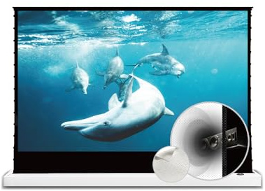 VIVIDSTORM- Projector Screen S 84 Inch Portable Folding Stand Floor Rising Movie Screen Sound Transparent Perforated White Screen Compatible with Ordinary Projector,VWSDSTPW84H