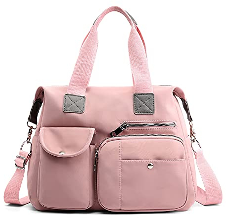 DIRRONA Umhängetasche Damen Groß – Handtaschen für Damen mit vielen Fächern, Shopper Tasche Damen, Stadttasche mit abnehmbarem Schultergurt – ideal für Uni, Arbeit, Reisen & Freizeit Blush-Pink
