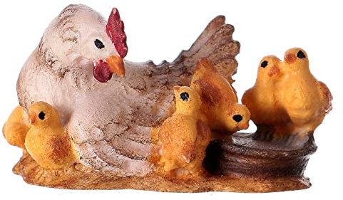 Henne mit Küken 12cm Grödnertal Holz Mod. Original
