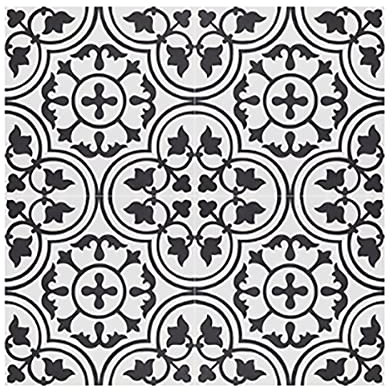PEGANE 4 Carreaux de Ciment véritable 0,16m2 / Carreaux de Ciment artisanaux pour Sol et Mur Coloris Noir/Blanc - l.20 x L.20 cm