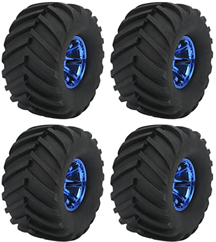 Sechskantfelgen Gummireifen, 4 Stück Durchmesser 5,3 Zoll/ 135 Mm Gummi 1/10 RC Autoreifen und Felgen Schaumstoffeinsätze 12 Mm Sechskantnabe, Sechskantfelgen und Gummireifen für RC 1/10 Monster Truck