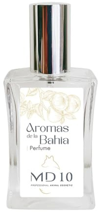 Perfume para Perros 'Aromas de la Bahia' - Duradero y Respetuoso con el pH - Apto para Todas las Razas y Edades - Fragancia Fresca de Menta, Violeta, Rosa y Jazmín - 50 ml - MD10 COLLECTION
