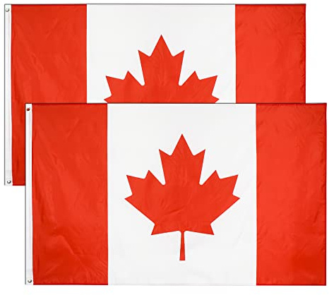 Bandiera Canadese Canada Canada Flag 90 x 150 cm, Bandiere Canada con occhielli in ottone in poliestere Colori vivaci Perfetto per eventi sportivi, storici o politici