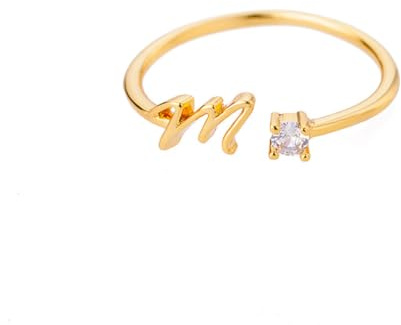 Buchstaben Ringe Frauen Gold Ring mit Buchstaben Verstellbar Ring Damen Offener Rings Initial Buchstabe A-Z Ring mit Namen Modeschmuck Damenring Minimalistisch Stapelbare Ringe Geschenk für Frauen