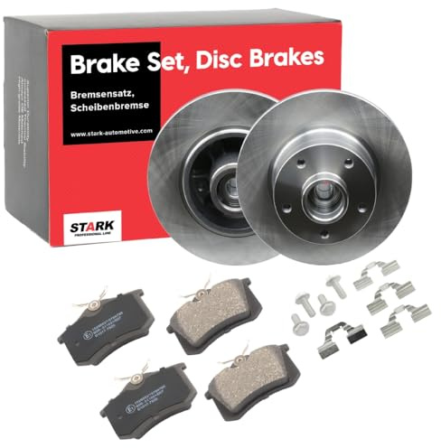 STARK SKBK-10991769 Set d'essieu Disques et plaquettes de freins Arrière avec accessoires avec ressort avec moyeu de roue Compatible avec RENAULT Megane 3 3/5 portes BZ0/1