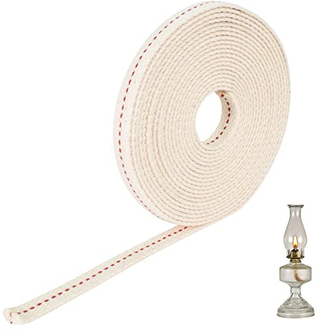 Colexy Mèche Lampe à Pétrole - Meche Plate en Coton Blanc - Longueur 10m, Largeur 11mm