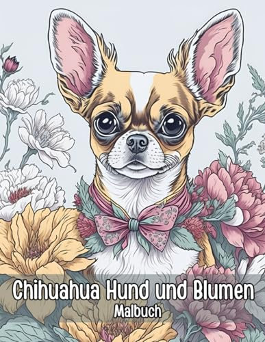 Chihuahua Hund und Blumen Malbuch: Lustige und einfache Hunde-Malvorlagen im niedlichen Stil mit Chihuahua für Kinder & Erwachsene (Hunde-Malbücher für Kinder & Erwachsene)