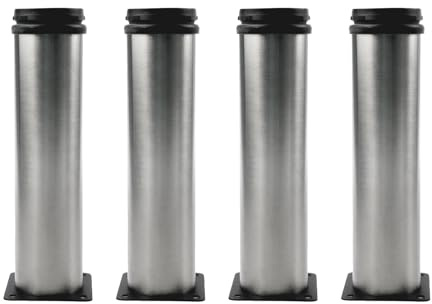 Dnyta 4pcs 8 Inch Adjustable Furniture Legs Stainless Steel Furniture Legs Metal Bed Legs Replacement Metal Furniture Legs for Cabinet,Cupboard,Sofa,Table, Desk