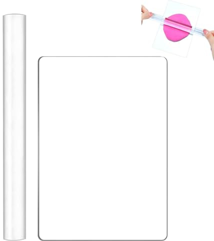 Set di Rulli di Argilla con Tavola Acrilica Rettangolare, Mattarello per Argilla Solida, Facile da Pulire, Rivestimento Antiaderente, Strumento per Modellare e Modellare l'Argilla Fai da te