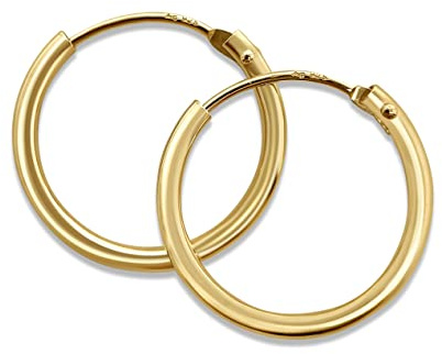 Mary & Jules Creolen Gold aus 925 Sterling Silber, schlichte, feine Damen Ohrringe Gold, Echtschmuck, Creolen Silber vergoldet, Ohrstecker für Frauen und Mädchen, aus recyceltem Silber