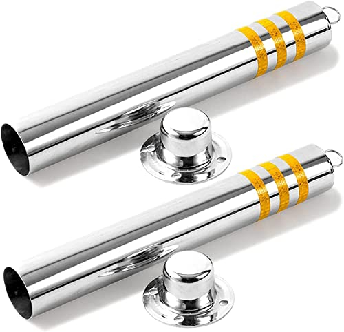 Parkplatzsperre Absperrpfosten 2er-Pack Parkpfosten Aus Edelstahl, Abschließbar, 65/85 Cm Hoch, Sicherheitspfosten For Auffahrt, Warnsäule Mit Reflektierenden Streifen, Verkehrssperre, Einfach Zu Inst