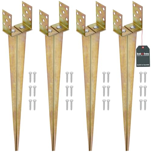 KOTARBAU® 4er Set Einschlaghülse U-Pfostenträger 0-125 mm Breitenverstellbar zum Einschlagen Verzinkt Stahl Bodenanker für Holzpfosten Bodenhülse für Holzpfosten Bodenanker Erdanker Pfostenhalter