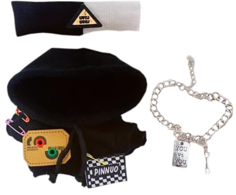 niannyyhouse Kopfbedeckung, Hoodies, Zubehör, Sweatshirts, Anzug, 10 cm ~ 15 cm, 20 cm, Plüschpuppe, Kleidung (schwarz, 10 cm ~ 15 cm)