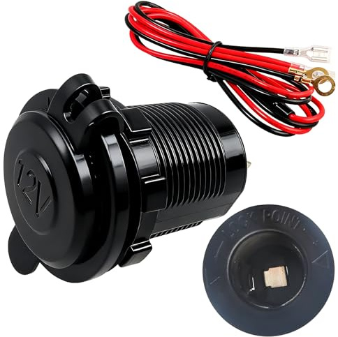 Cigarrillos Outlet, Dujelixa 1 PCS Enchufe Adaptador Hembra Impermeable Soporte para Puerto de Carga para automóvil y Motocicleta con Fusible de 60 cm para Universal 12-24 V Coche Barco Motocicleta