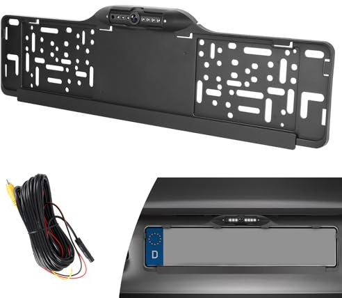 CAMECHO Rückfahrkamera Kennzeichenhalter für Europäische Automobile mit Tag- und Nachtmodus, Vollfarbbild, LED-Weißlicht, einstellbare Auflösung 720P/1080P/CVBS - Wetterfest & Einfache Installation