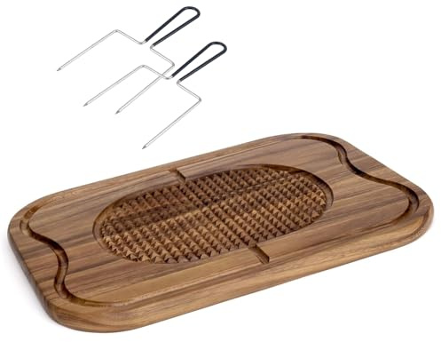 20 Large Holiday Ham Meat Serving Board Thanksgiving Carving Board with Turkey Lifter Set| Acacia Wood Cutting Board with Juice Groove, Good for Carving 22Lbs Meats