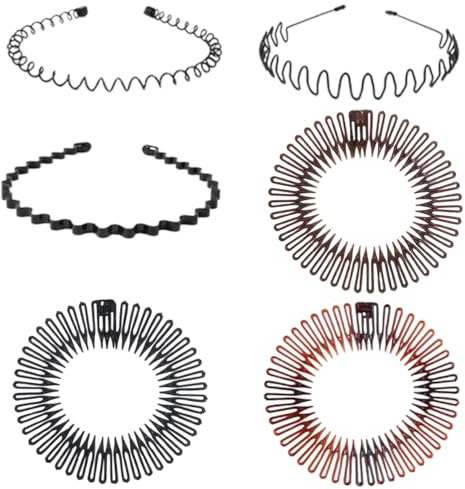 JchEnye 6 stycken hårband, elastiska hårband, runda, elastiska plast, sömlösa sicksack hårband, elastiska pannband, sport, hårband för kvinnor flickor