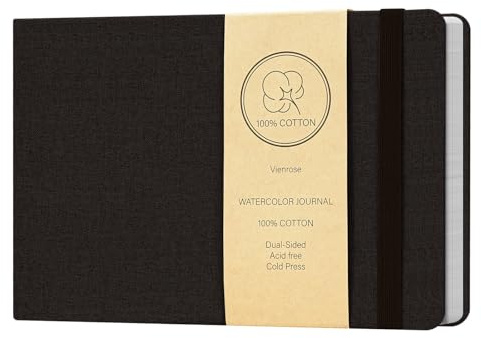Vienrose Aquarelljournal Notizbuch, 21x14 cm, Schwarz