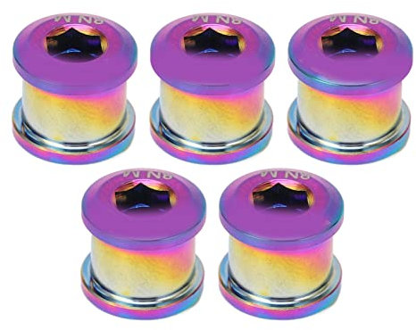 RiToEasysports 5 Stück 6,5 Mm Einzelne Kettenblattschrauben, Kettenblatt-Radschrauben aus Titanlegierung für Rennrad, Mountainbike, BMX, Kurbelgarnitur (Colorful)