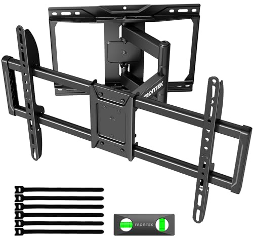 monTEK TV Wandhalterung für 37-84 Zoll Fernseher, 50kg, Max VESA 600x400mm | Werkzeuglose Neigbar, 180° Schwenkbar Wandhalterung Fernseher, 428mm Auszug, 4-Fache Tragkraft, Einfache Montage