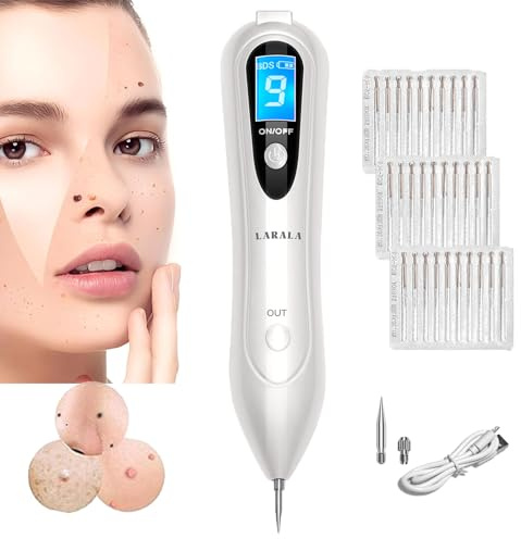 LARALA Dissolvant Traitement Verrues Plasma Électrique Removal Pen 9 Niveaux pour Taches de Rousseur, Taches Foncées, Verrues, Pigments de Cicatrice sur Les Bras, Le Front et Le Visage