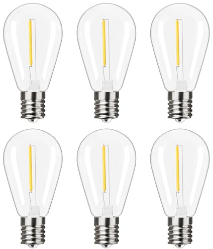 Torkase S14 LED Bulbs for Solar String Lights, 3V Low Voltage Replacement Bulbs, 2.5W Shatterproof Edison Lights, 2200K Warm White, E17 Base Outdoor Patio, Garden & Bistro Lighting, Dimmable