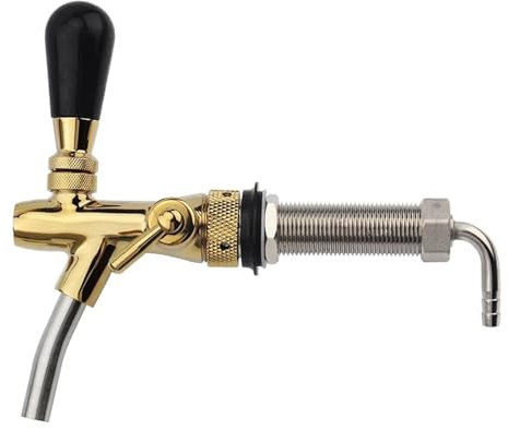 FZCXHONJ Home brewing Adjustable Beer Tap With 100mm Shank, Draft Beer Faucet, Flow Control Beer Dispenser For Beer Brewing Homebrew Kegerator Wine accessories(Gold)