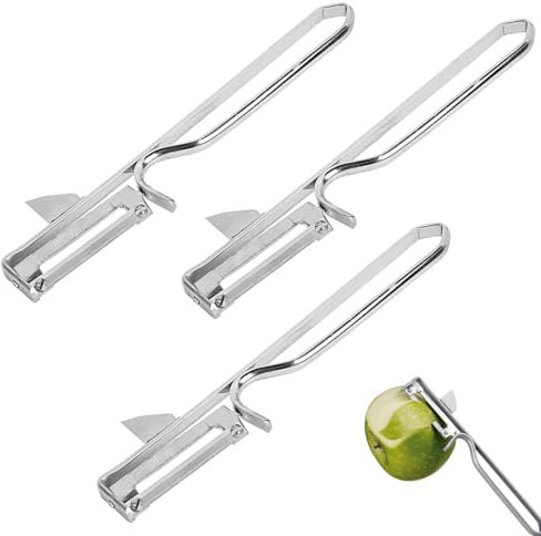OUDQFCJ 3 piezas Peladores de verduras con ahuecador Pelador de acero inoxidable resistente Peladores grandes para espárragos
