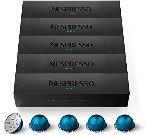 Nespresso Vertuo – 50 Capsules de Café Odacio – Intensité 7 – Pour Mug 230 ml – (5 étuis de 10) | Café arabica, torréfaction moyenne, intensité 7, idéal pour les grandes tasses à café