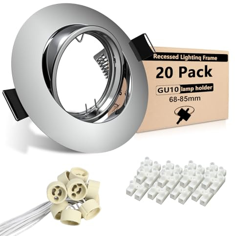 Wondlumi 20er LED Einbaustrahler 230V GU10 Rahmen 68-85mm Chrom Rund Schwenkbar