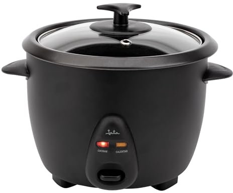 JATA JEAR2510 - Arrocera Eléctrica Capacidad 1 litro. 400 W. Funciones: Cocción y Mantenimiento del Calor. Depósito Extraíble y Antiadherente. Apagado Automático. Incluye Jarra y Espátula