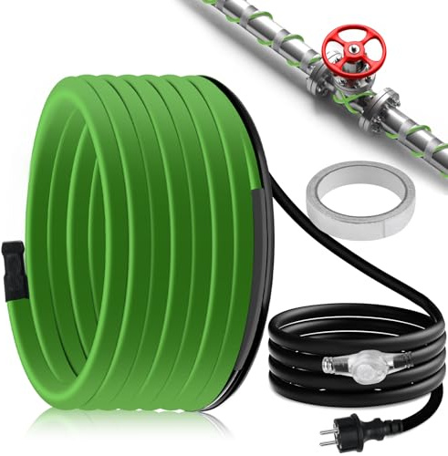 Câble chauffant de 12 m avec thermostat, 35 W/m, autorégulant, antigel, avec voyant lumineux, pour conduites d'eau chauffantes par transfert thermique, pour gouttières et abreuvoirs Willow, IP68