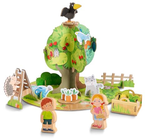 HABA 3D-Puzzle Spielwelt Obstgarten – Brettspiel für Kinder ab 3 Jahren – Fördert Kreativität & Feinmotorik – Mit Rabe Theo & Freunden – 1307178001
