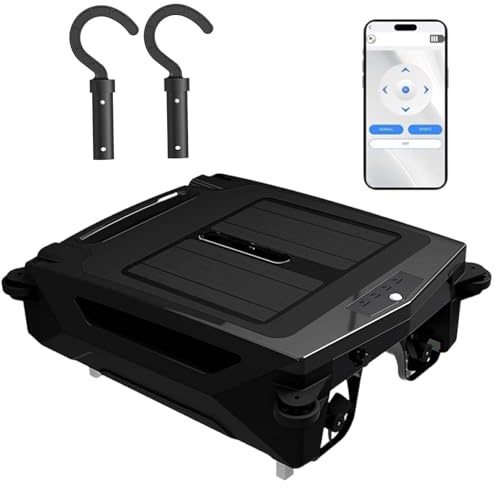 HCAUYNN Robot Skimmer De Piscina Solar Recargable De Doble Potencia, Detecta ObstáCulos AutomáTicamente Y Ajusta La DireccióN. Controla La DireccióN De Funcionamiento por App.,Black