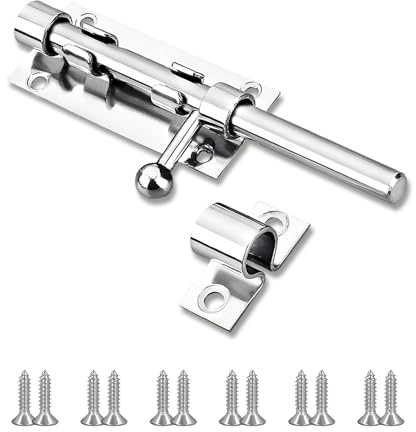 Ztolbriy Door Bolt Lock Galvanised Gate Bolts for Wooden Gates, 5 Inch Heavy Duty Stainless Steel Sliding Latch for Security On Garden Bathroom Bedroom Doors