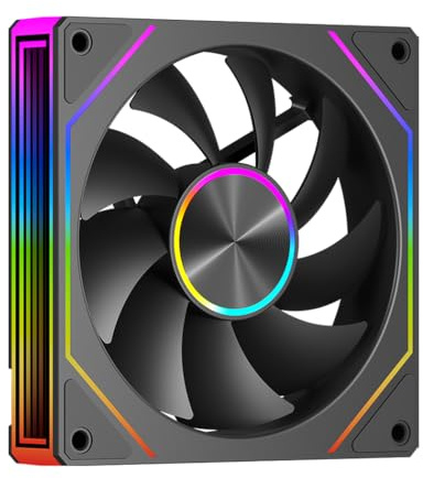 Ventilador CPU CPS FG120, Ventilador de Caja ARGB de 120 mm, Ventilador de Computadora Silencioso de 4 Pines PWM con Rodamiento Hidráulico, hasta 1800RPM Refrigeración para PC, Negro
