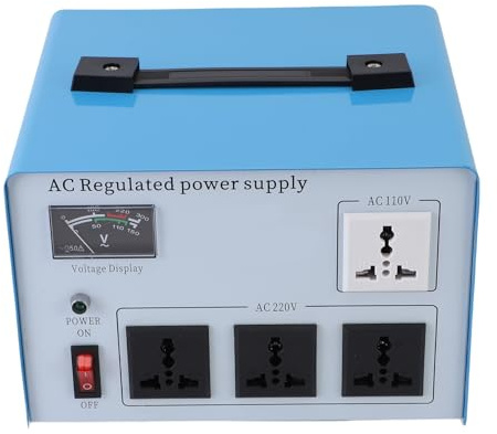 Fafeicy Trasformatore Stabilizzatore di Tensione di Alimentazione Regolato CA 1500 W con Regolatore Automatico di Tensione con 4 Jack di Uscita per Dispositivi Elettronici (Spina UE 160-250 V)
