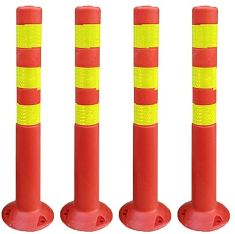 Postes flexibles de seguridad con tiras reflectantes para protección de entrada y estacionamiento