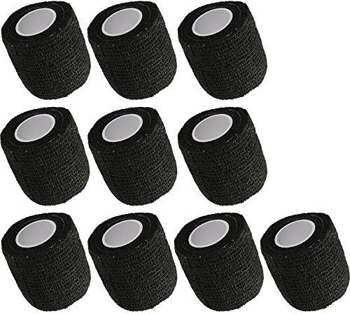 E Support 10Stk Schwarz Rollen Kohesive Selbsthaftende Bandagen Fingerpflaster Fingerverband Wundverband selbstklebend wasserfest 4.5mx10cm