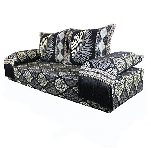 Casa Moro | Orientalisk soffa Salma Black 25 marockansk soffa 5 delar inklusive fyllning med rygg- och ryggkuddar | Originalet från Marrakech | Arab Sidari Sark Kösesi soffgrupp | MO5009OG