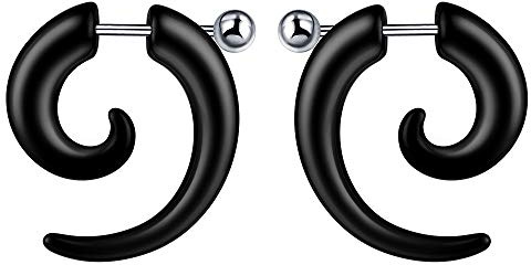 Feilok Unisex Herren Damen Acryl Piercing Spirale Expander Ohrstecker Schnecke Tupfen Plugs Tunnel Ohr Keil Expander Schwarz