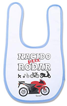 SUPERMOLON Babero bebé Nacido para rodar Azul celeste con velcro